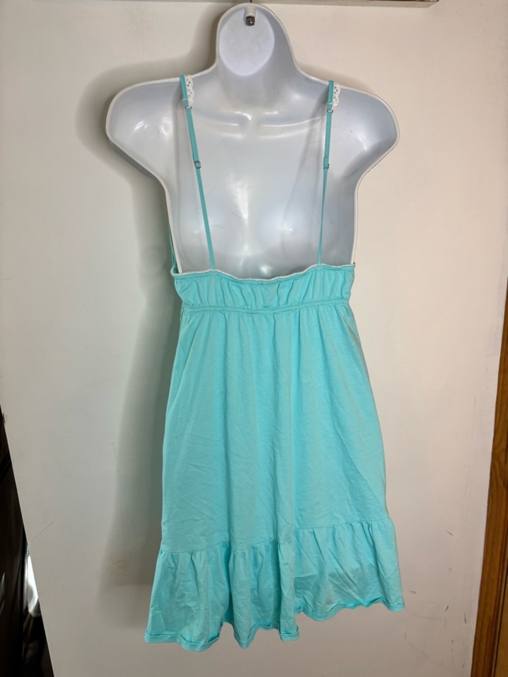 Victoria’s Secret Lace Eyelet Trim Turquoise Chemise Nightdress Women Intimates - Picture 4 of 7